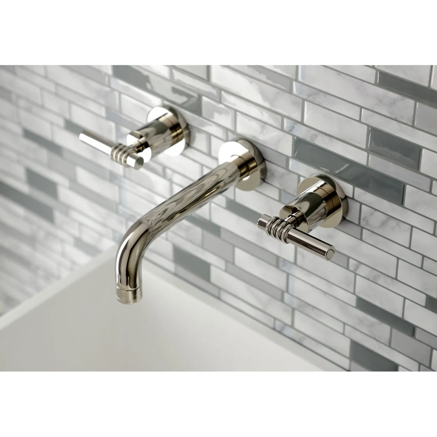 Kingston Brass Milano 2-Handle 8-Inch Wall Mount Bathroom Faucet