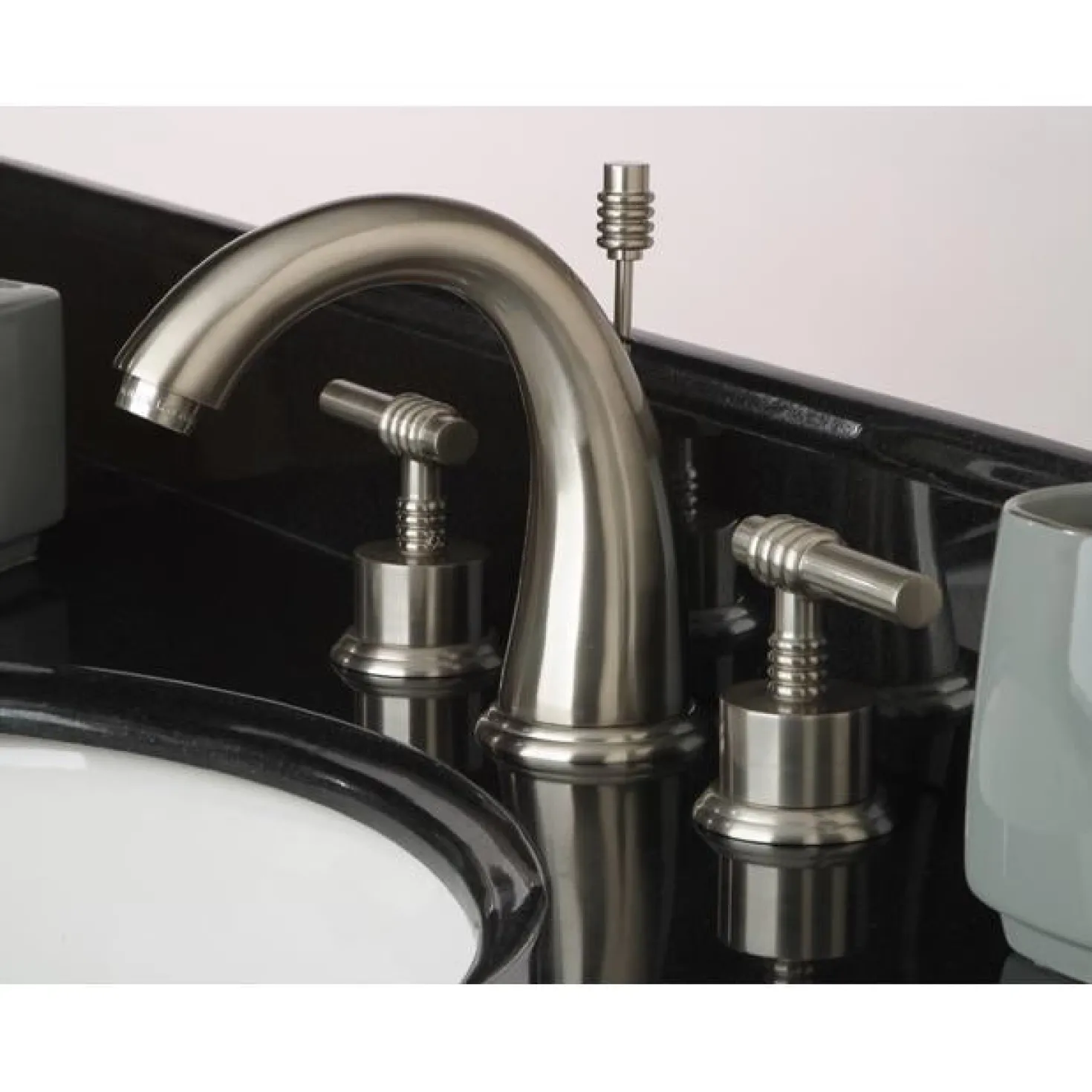 Kingston Brass Milano 8" to 16" Widespread Two Handle Lavatory Faucet with Brass Pop-up