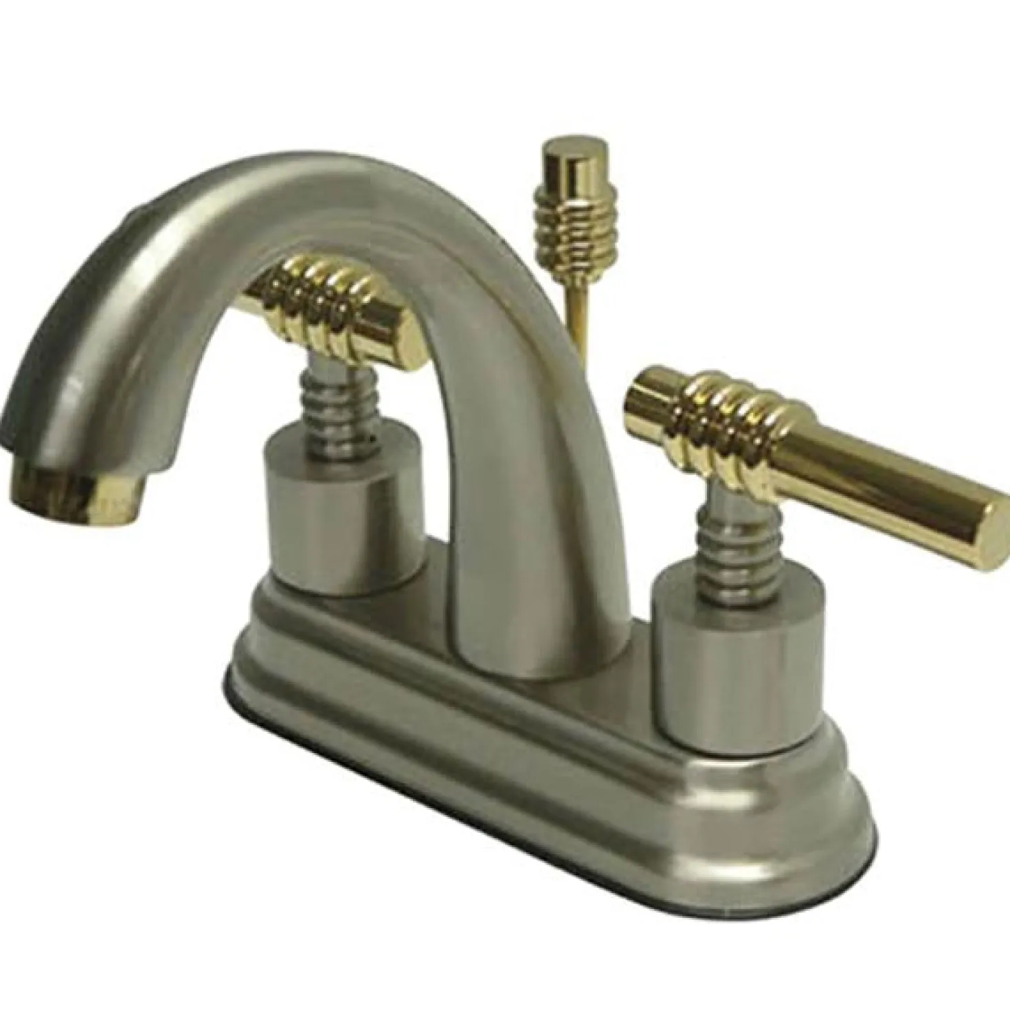 Kingston Brass Milano Two Handle 4" Centerset Solid Brass Lavatory Faucet with Brass Pop-up
