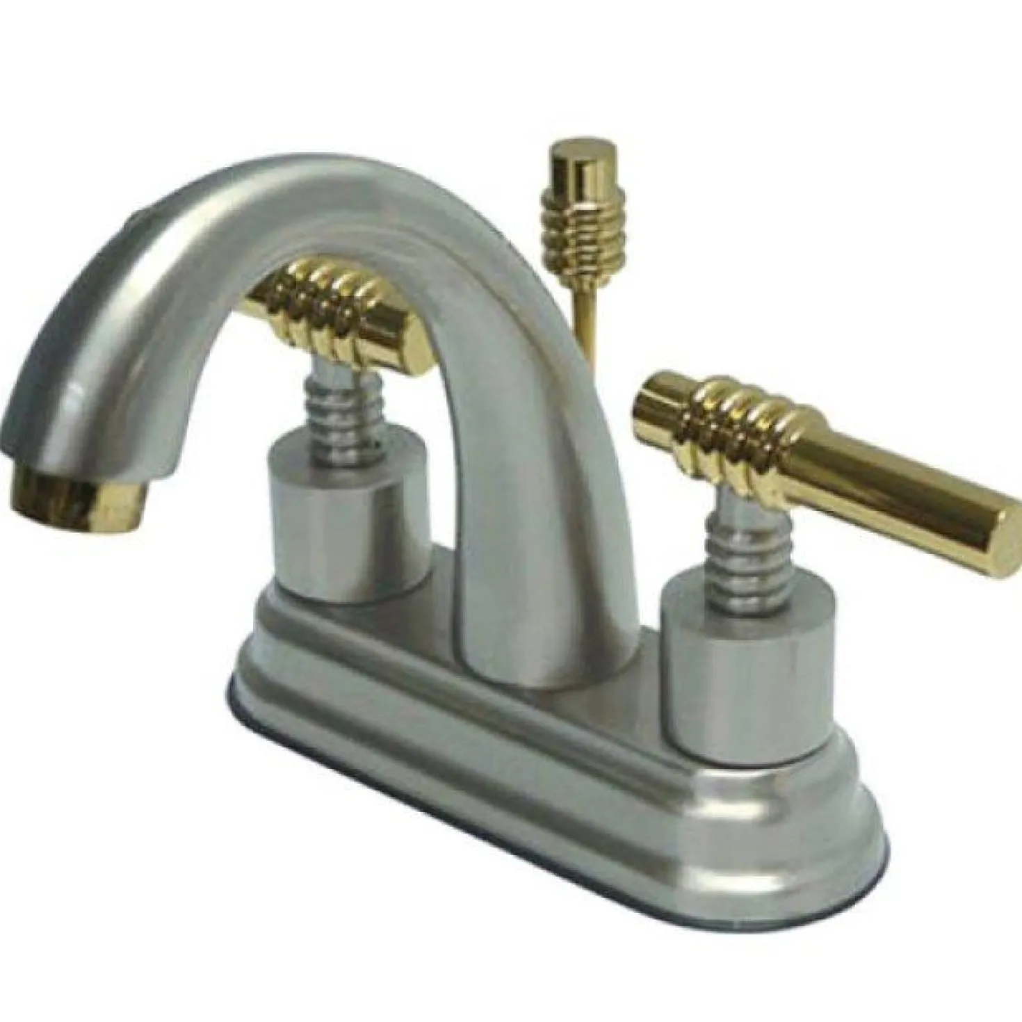 Kingston Brass Milano Two Handle 4" Centerset Solid Brass Lavatory Faucet with Brass Pop-up