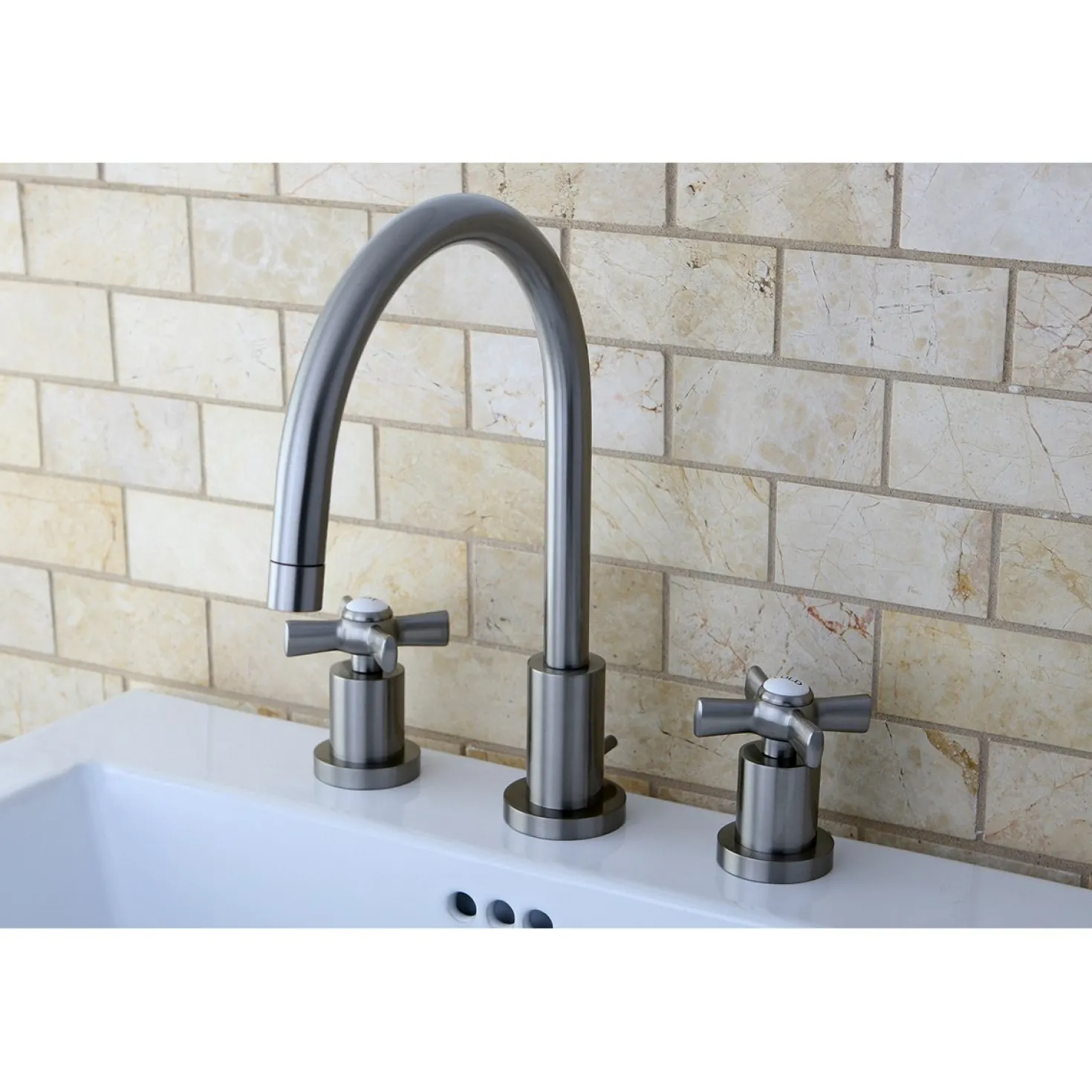 Kingston Brass Millennium Deck Mount 8-Inch Widespread Bathroom Faucet
