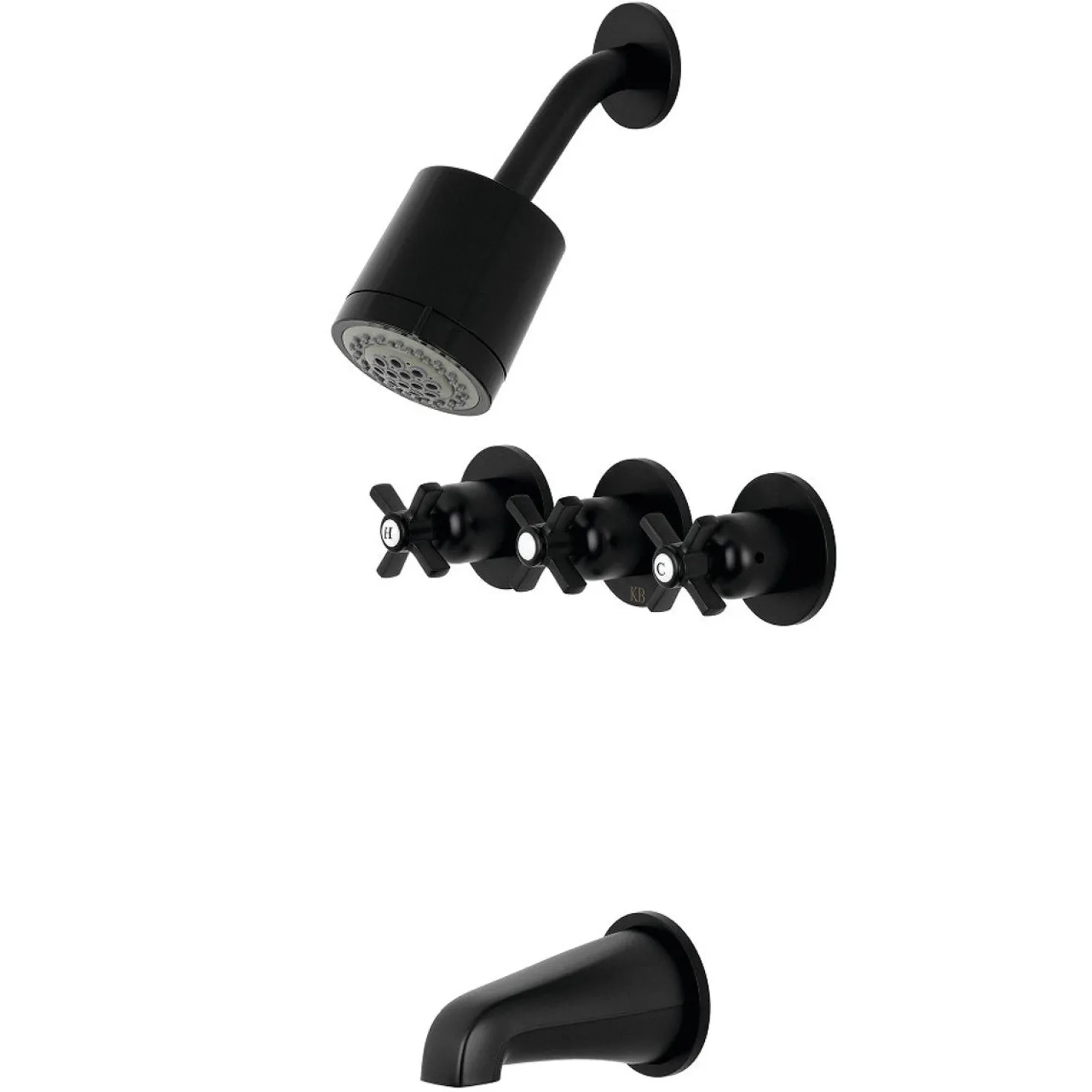 Kingston Brass Millennium Three-Handle Tub and Shower Faucet
