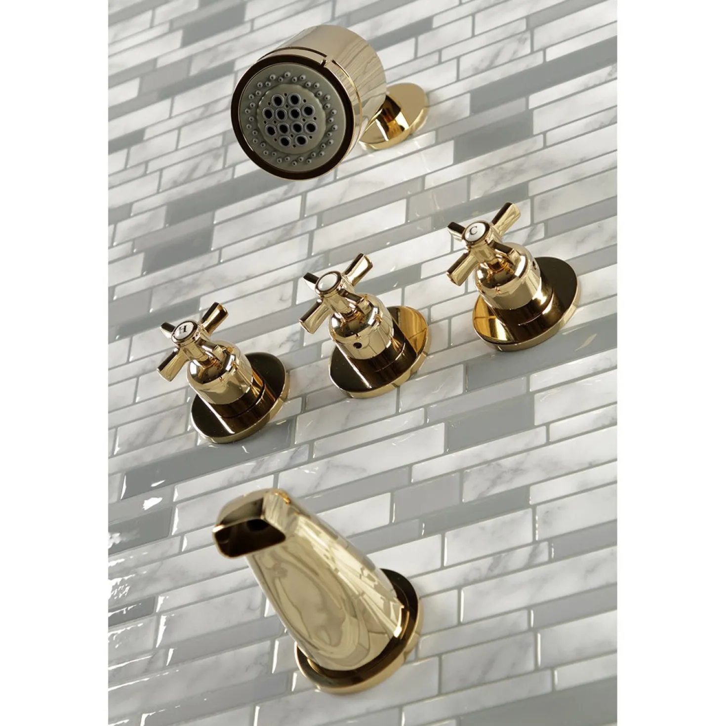 Kingston Brass Millennium Three-Handle Tub and Shower Faucet