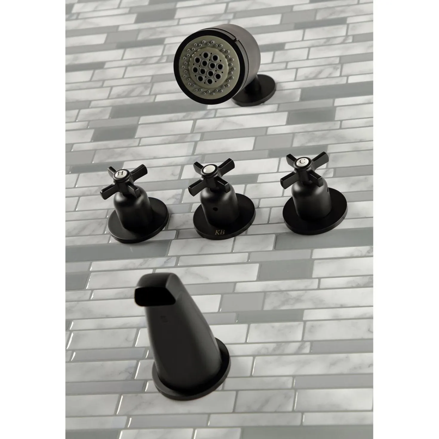 Kingston Brass Millennium Three-Handle Tub and Shower Faucet