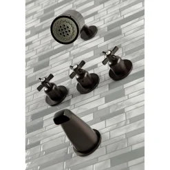 Kingston Brass Millennium Three-Handle Tub and Shower Faucet