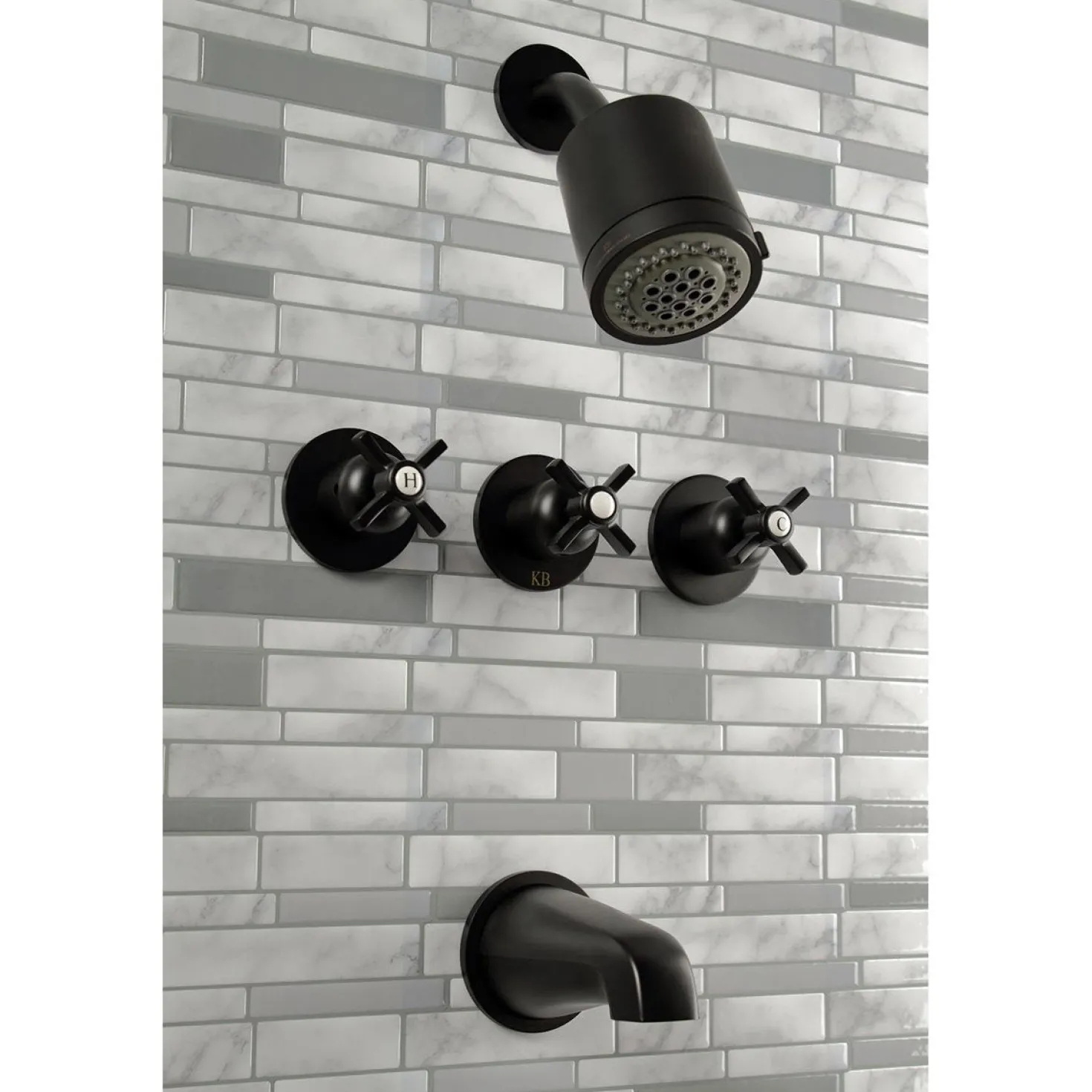 Kingston Brass Millennium Three-Handle Tub and Shower Faucet