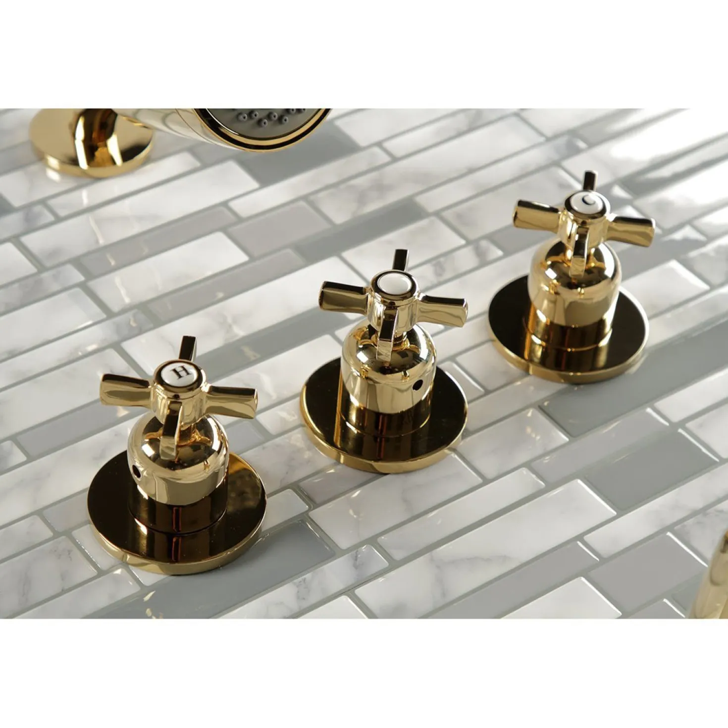 Kingston Brass Millennium Three-Handle Tub and Shower Faucet