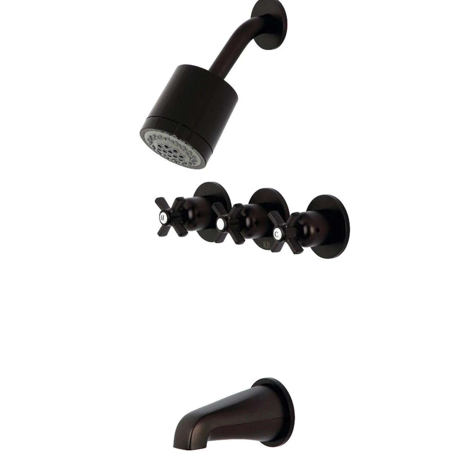 Kingston Brass Millennium Three-Handle Tub and Shower Faucet