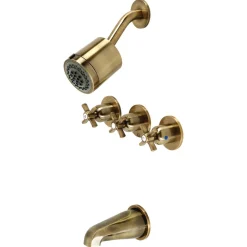 Kingston Brass Millennium Three-Handle Tub and Shower Faucet