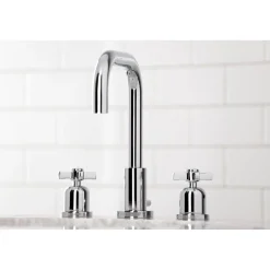 Kingston Brass Millennium Widespread Bathroom Faucet with Brass Pop-Up