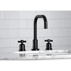 Kingston Brass Millennium Widespread Bathroom Faucet with Brass Pop-Up