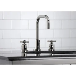 Kingston Brass Millennium Widespread Bathroom Faucet with Brass Pop-Up