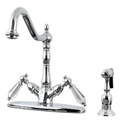 Kingston Brass Mono Deck Mount Kitchen Faucet with Brass Sprayer