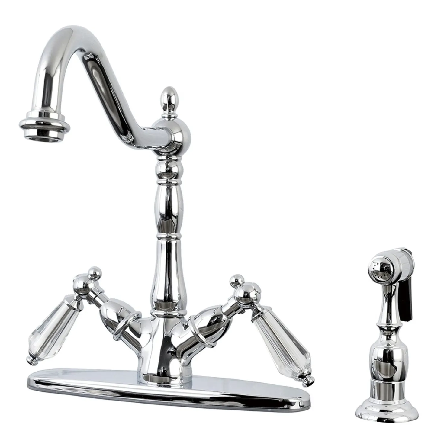Kingston Brass Mono Deck Mount Kitchen Faucet with Brass Sprayer