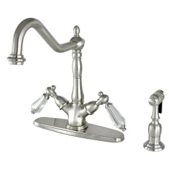 Kingston Brass Mono Deck Mount Kitchen Faucet with Brass Sprayer