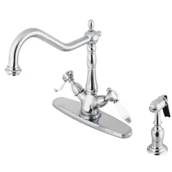 Kingston Brass Mono Deck Mount Kitchen Faucet with Brass Sprayer
