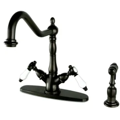 Kingston Brass Mono Deck Mount Kitchen Faucet with Brass Sprayer
