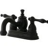 Kingston Brass Naples 4" Centerset Lavatory Faucet with Metal Lever Handle and Heritage Spout