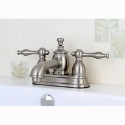 Kingston Brass Naples 4" Centerset Lavatory Faucet with Heritage Spout and Metal Lever Handle