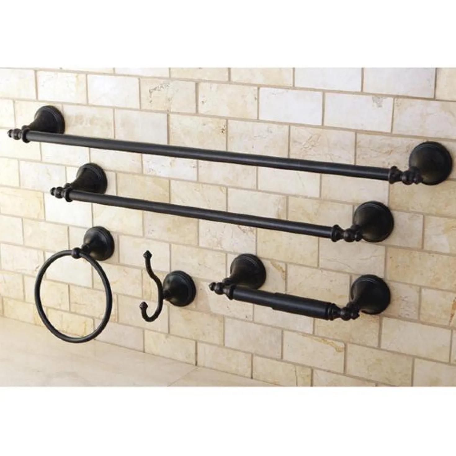 Kingston Brass Naples Collection 5-Piece Towel Bar Bath Hardware Set