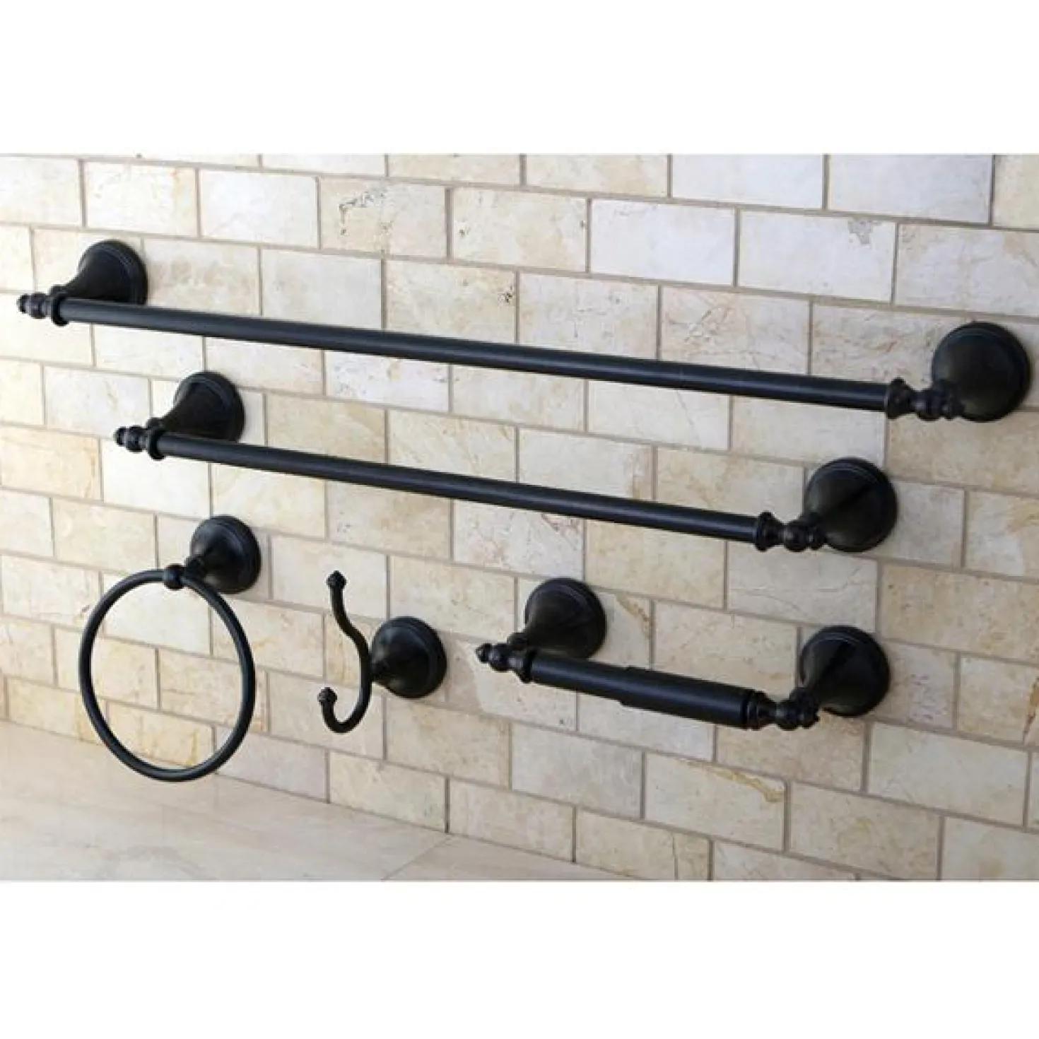 Kingston Brass Naples Collection 5-Piece Towel Bar Bath Hardware Set