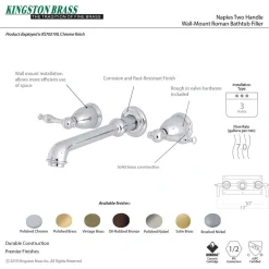 Kingston Brass Naples 2-Handle Wall Mount Roman Tub Faucet