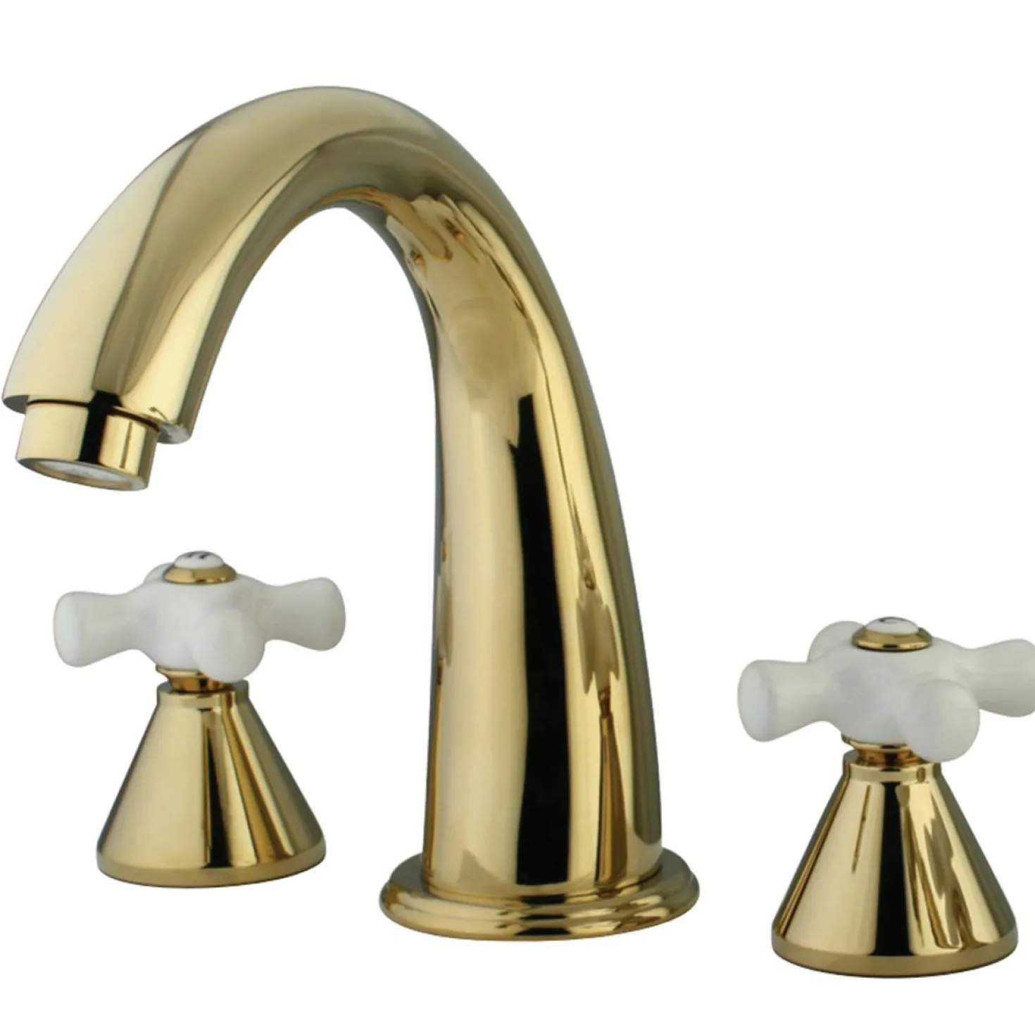 Kingston Brass Naples Roman Tub Filler with Porcelain Cross Handle