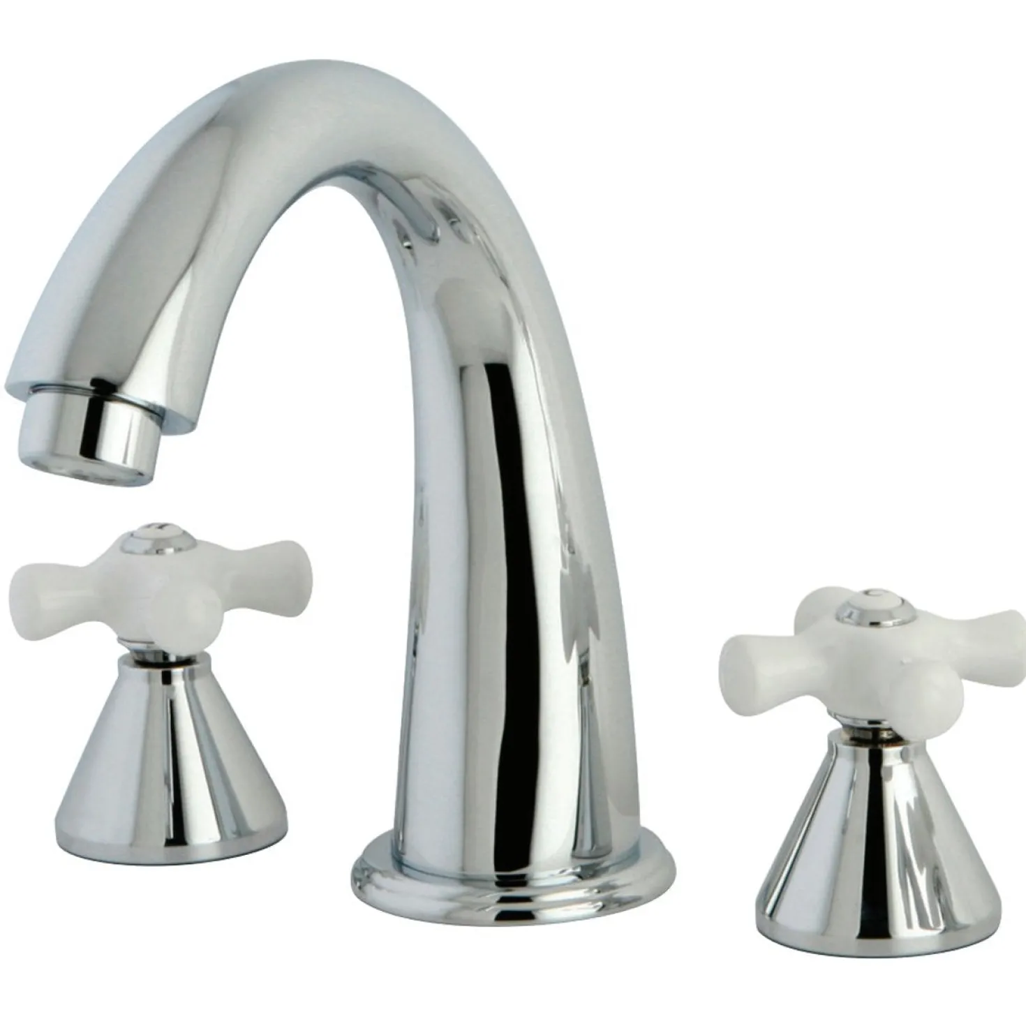 Kingston Brass Naples Roman Tub Filler with Porcelain Cross Handle