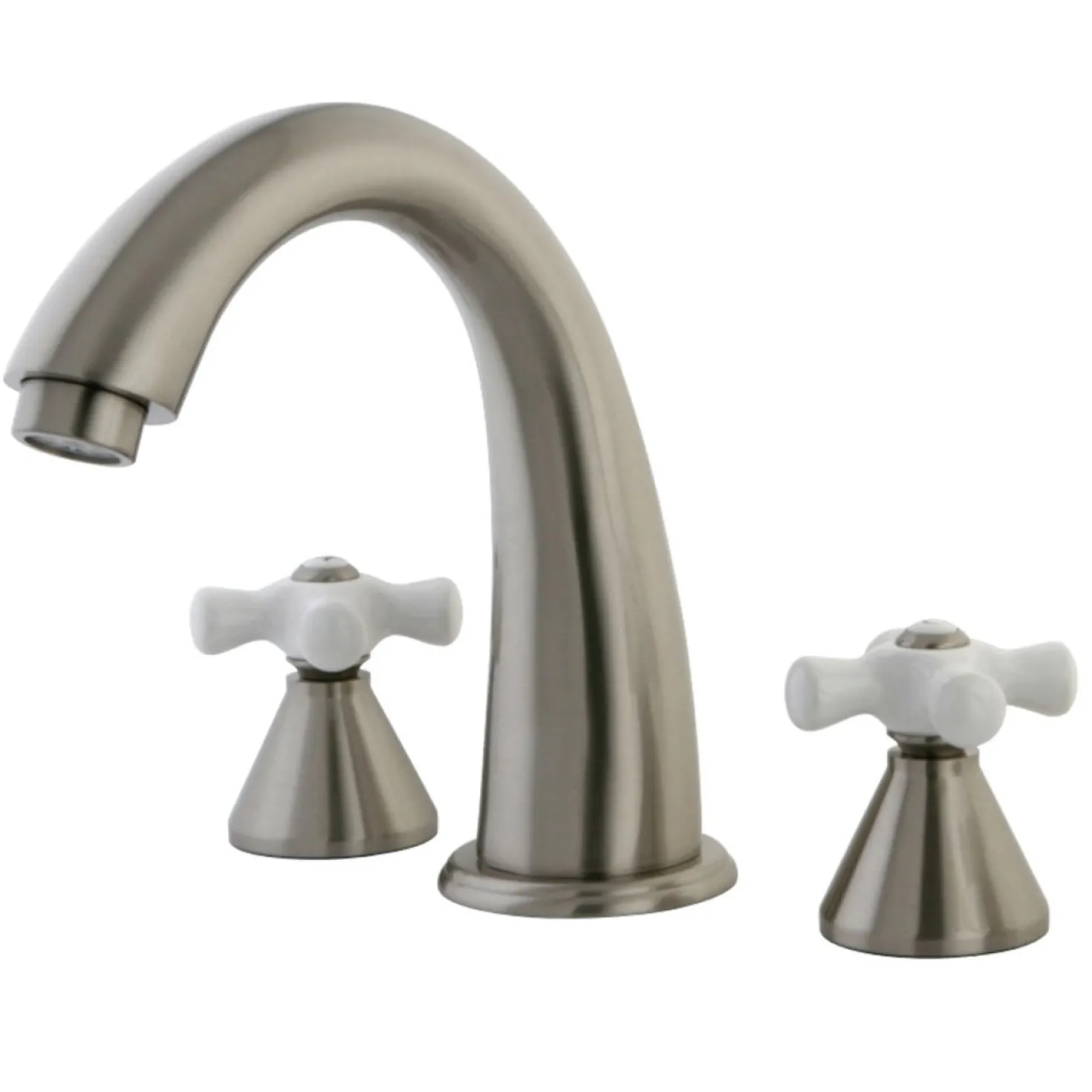 Kingston Brass Naples Roman Tub Filler with Porcelain Cross Handle