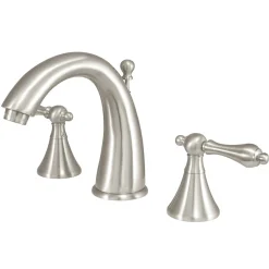 Kingston Brass Naples Three Hole Two Handle 8" to 16" Widespread Lavatory Faucet with Brass Pop-up