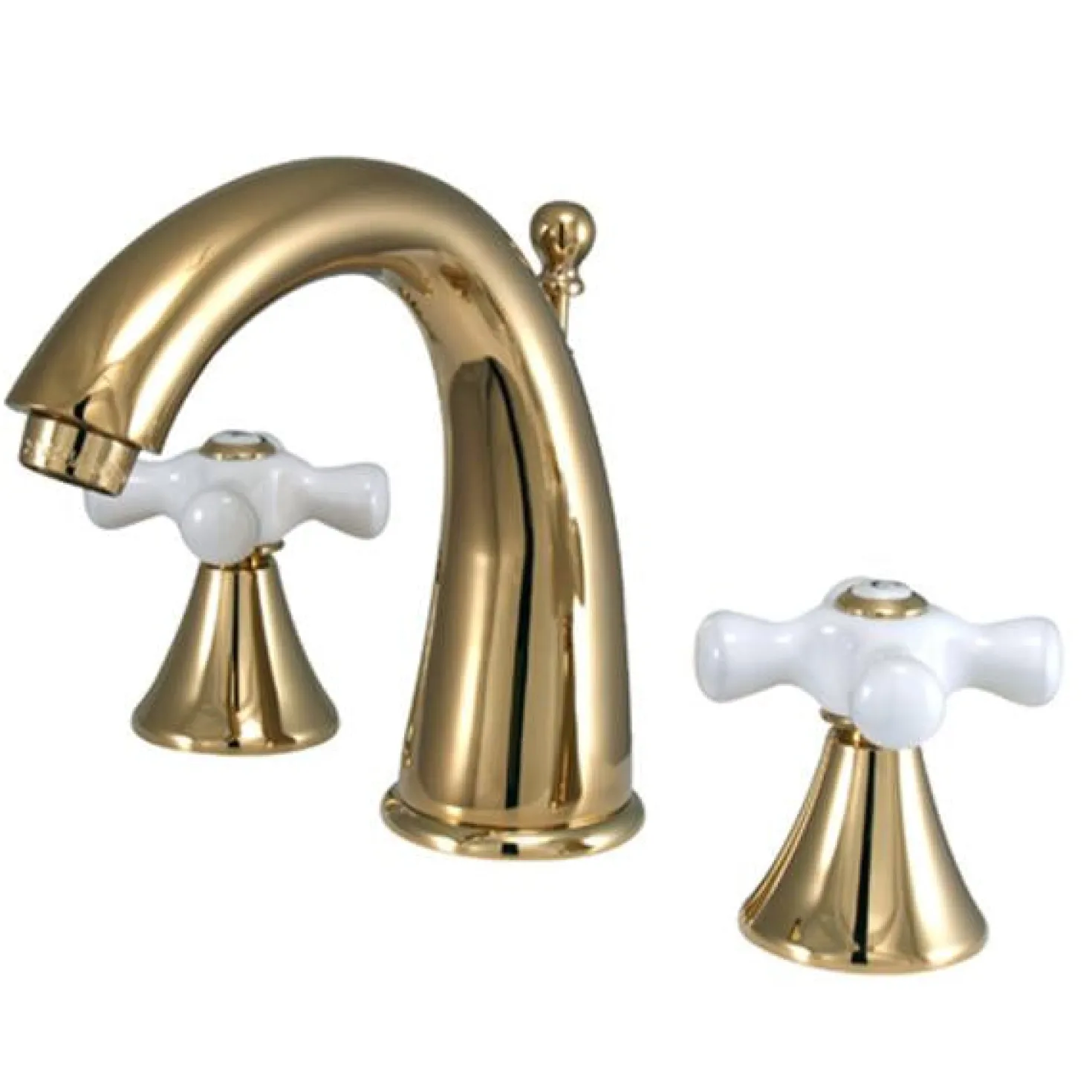 Kingston Brass Naples 8" to 16" Widespread Two Handle Deck Mount Lavatory Faucet with Brass Pop-up