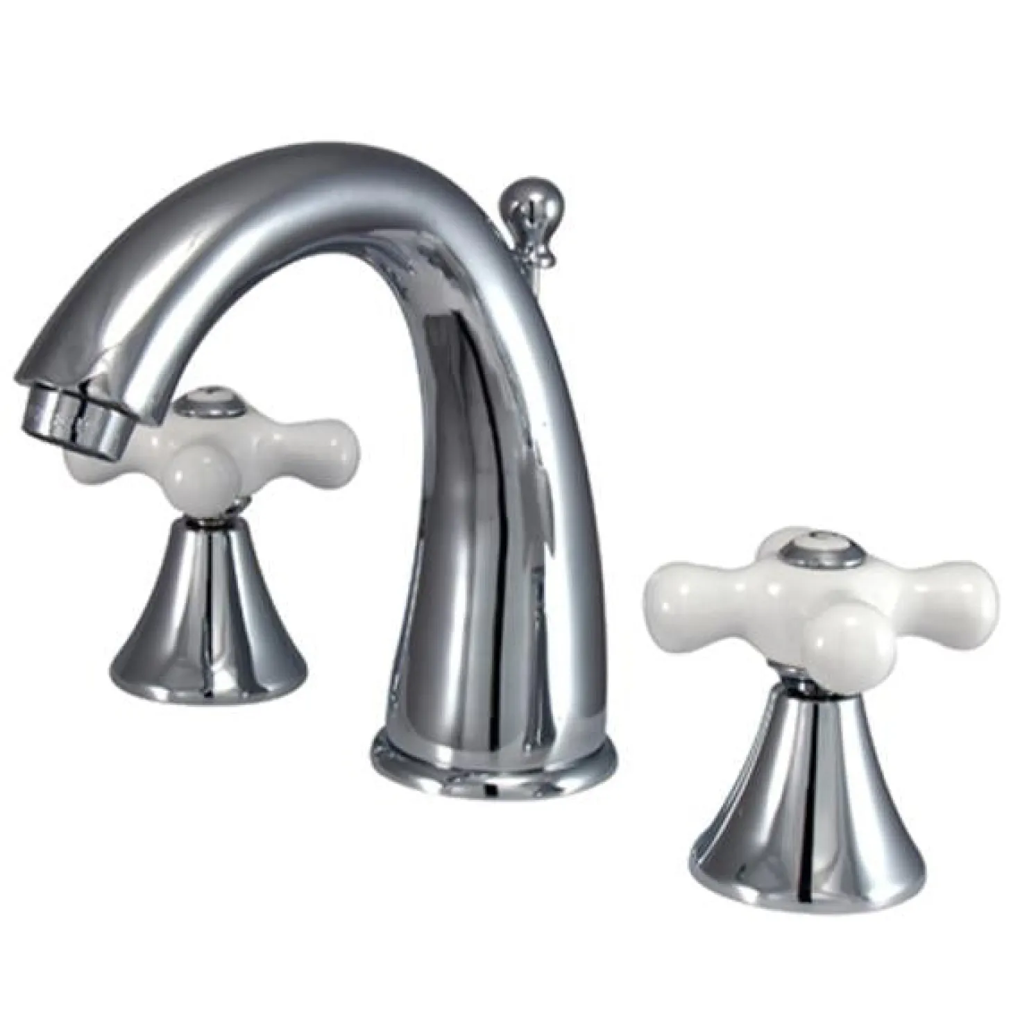 Kingston Brass Naples 8" to 16" Widespread Two Handle Deck Mount Lavatory Faucet with Brass Pop-up