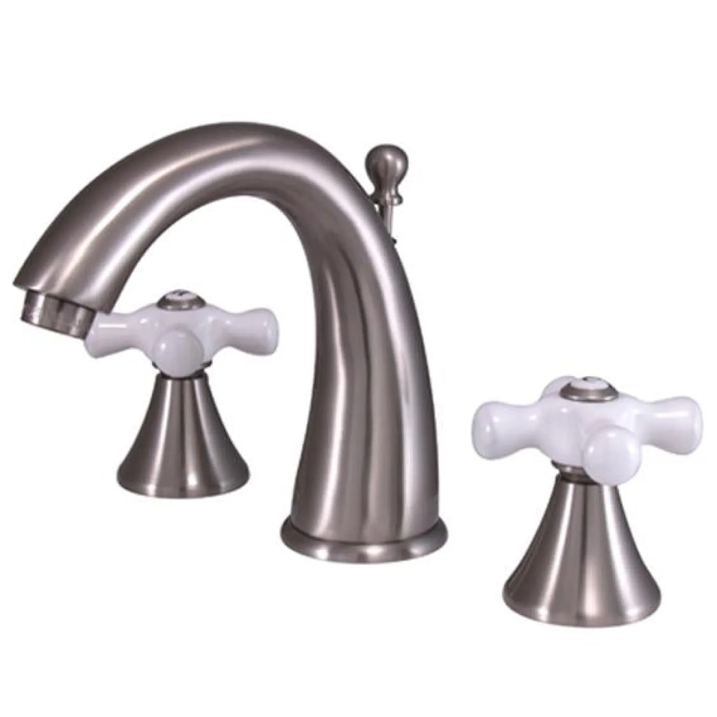 Kingston Brass Naples 8" to 16" Widespread Two Handle Deck Mount Lavatory Faucet with Brass Pop-up
