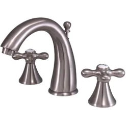 Kingston Brass Naples 8" to 16" Widespread Two Handle Lavatory Faucet with Brass Pop-up