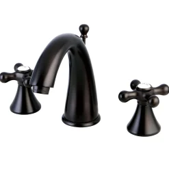 Kingston Brass Naples 8" to 16" Widespread Two Handle Lavatory Faucet with Brass Pop-up