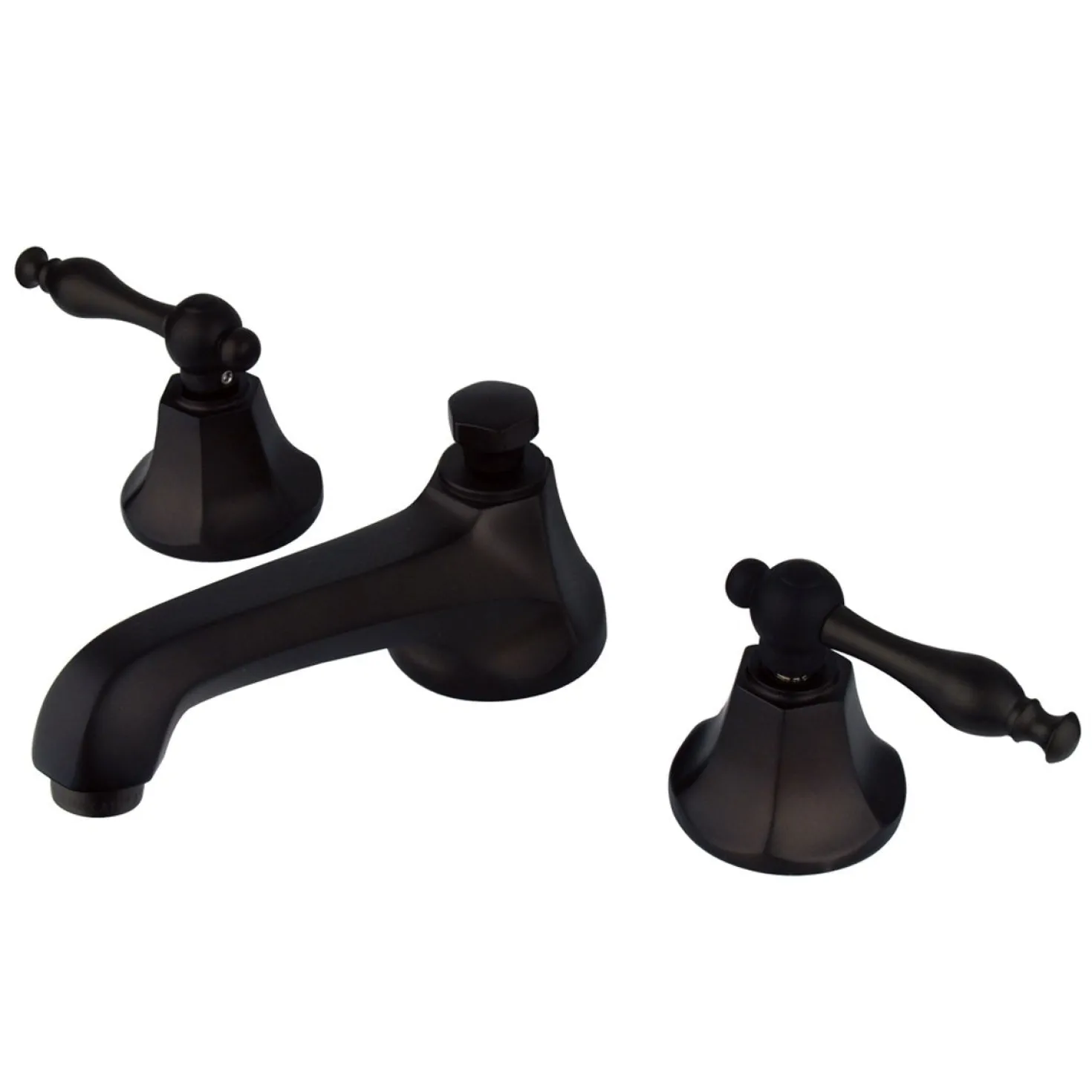 Kingston Brass Naples Two Handle Deck Mount Three Hole 8" to 16" Widespread Lavatory Faucet with Brass Pop-up