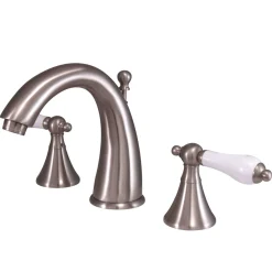 Kingston Brass Naples Two Handle Three Hole 8" to 16" Widespread Lavatory Faucet with Brass Pop-up