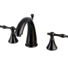Kingston Brass Naples Two Handle Deck Mount 8" to 16" Widespread Lavatory Faucet with Brass Pop-up