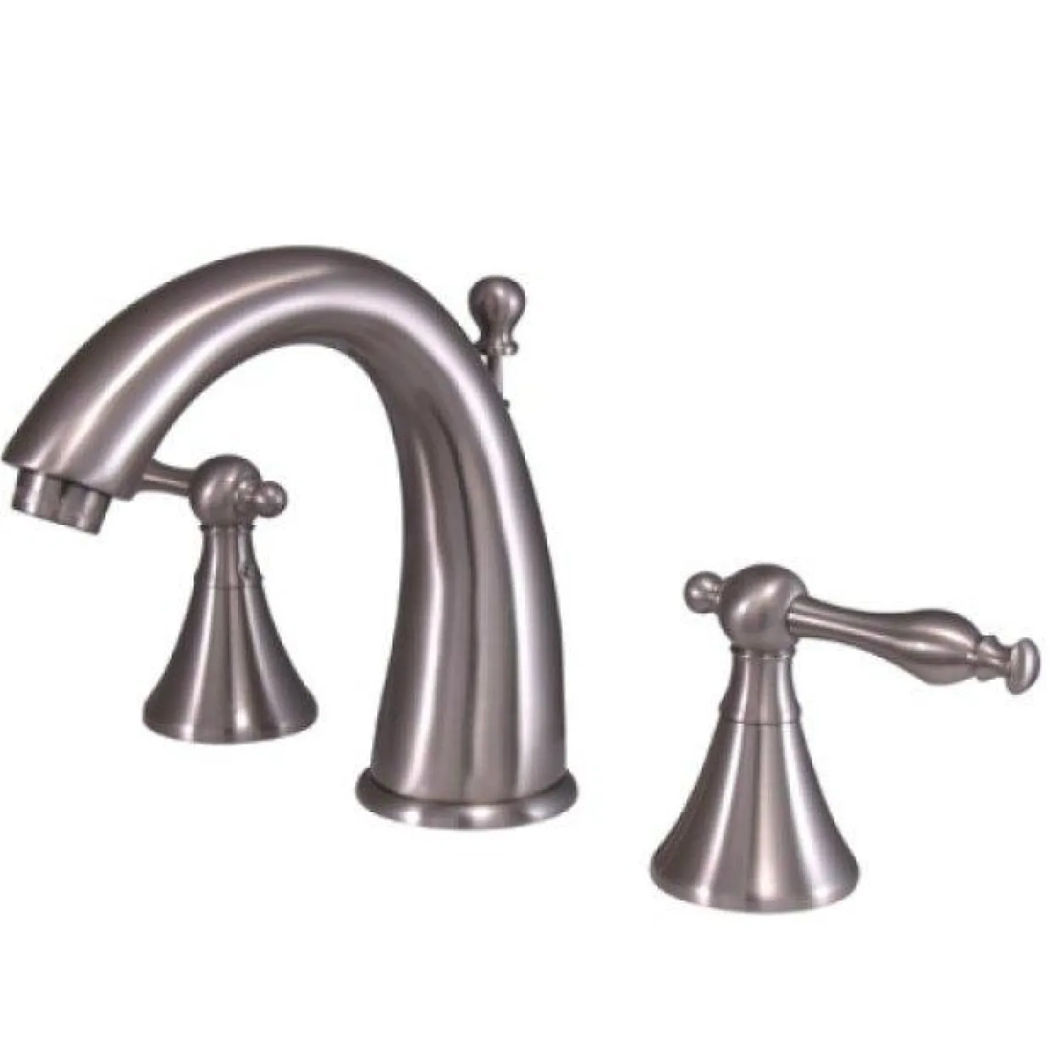 Kingston Brass Naples Two Handle Deck Mount 8" to 16" Widespread Lavatory Faucet with Brass Pop-up