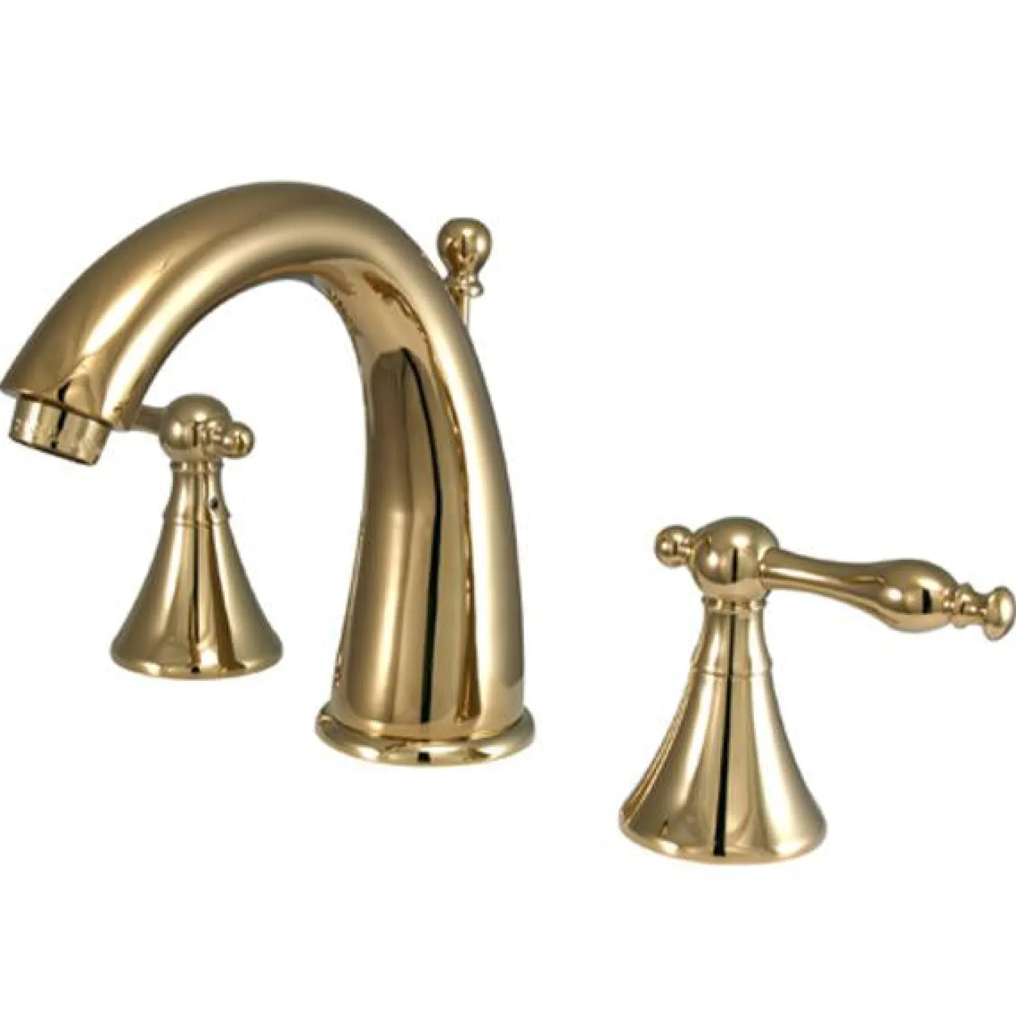 Kingston Brass Naples Two Handle Deck Mount 8" to 16" Widespread Lavatory Faucet with Brass Pop-up