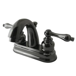 Kingston Brass NB5610AL Water Onyx 4 inch Centerset Lavatory Faucet with ABS/Brass Pop up Drain in Black Nickel
