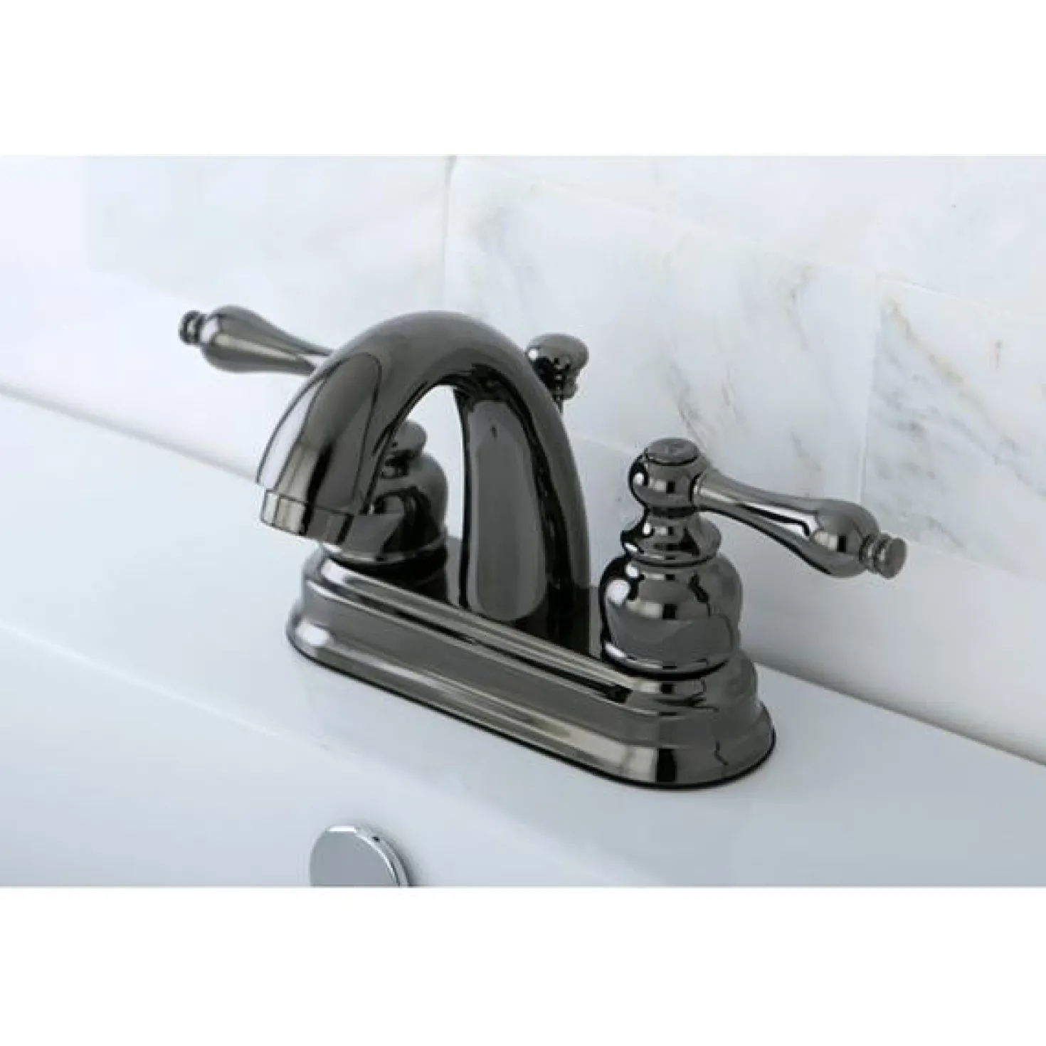 Kingston Brass NB5610AL Water Onyx 4 inch Centerset Lavatory Faucet with ABS/Brass Pop up Drain in Black Nickel