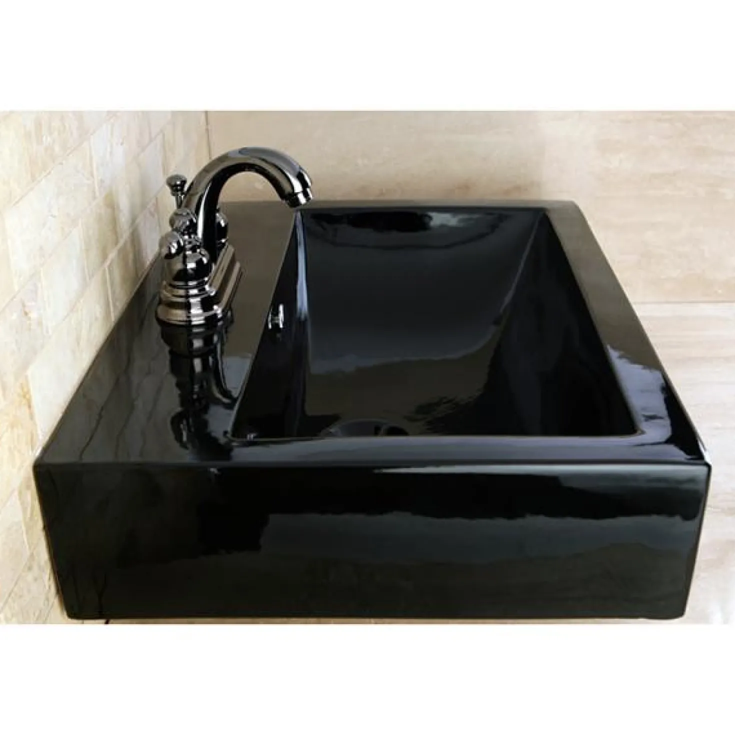 Kingston Brass NB5610AL Water Onyx 4 inch Centerset Lavatory Faucet with ABS/Brass Pop up Drain in Black Nickel