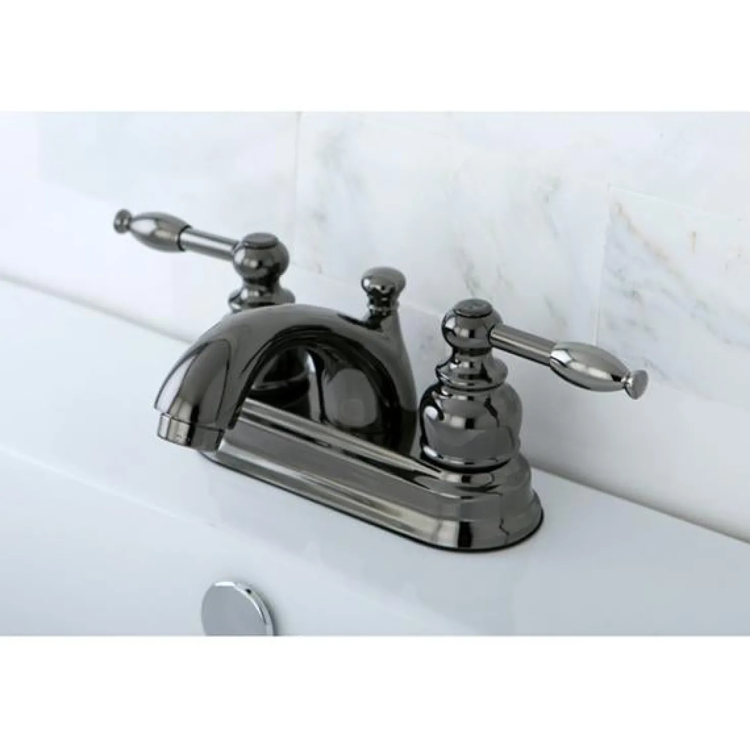 Kingston Brass NB2600KL Water Onyx 4 inch Centerset Lavatory Faucet with ABS/Brass Pop up Drain in Black Nickel