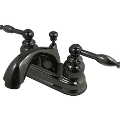 Kingston Brass NB2600KL Water Onyx 4 inch Centerset Lavatory Faucet with ABS/Brass Pop up Drain in Black Nickel