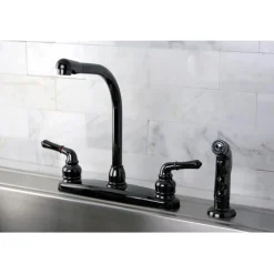 Kingston Brass NB750SP Water Onyx Two Handle Centerset Kitchen Faucet and Matching Side Sprayer in Black Nickel