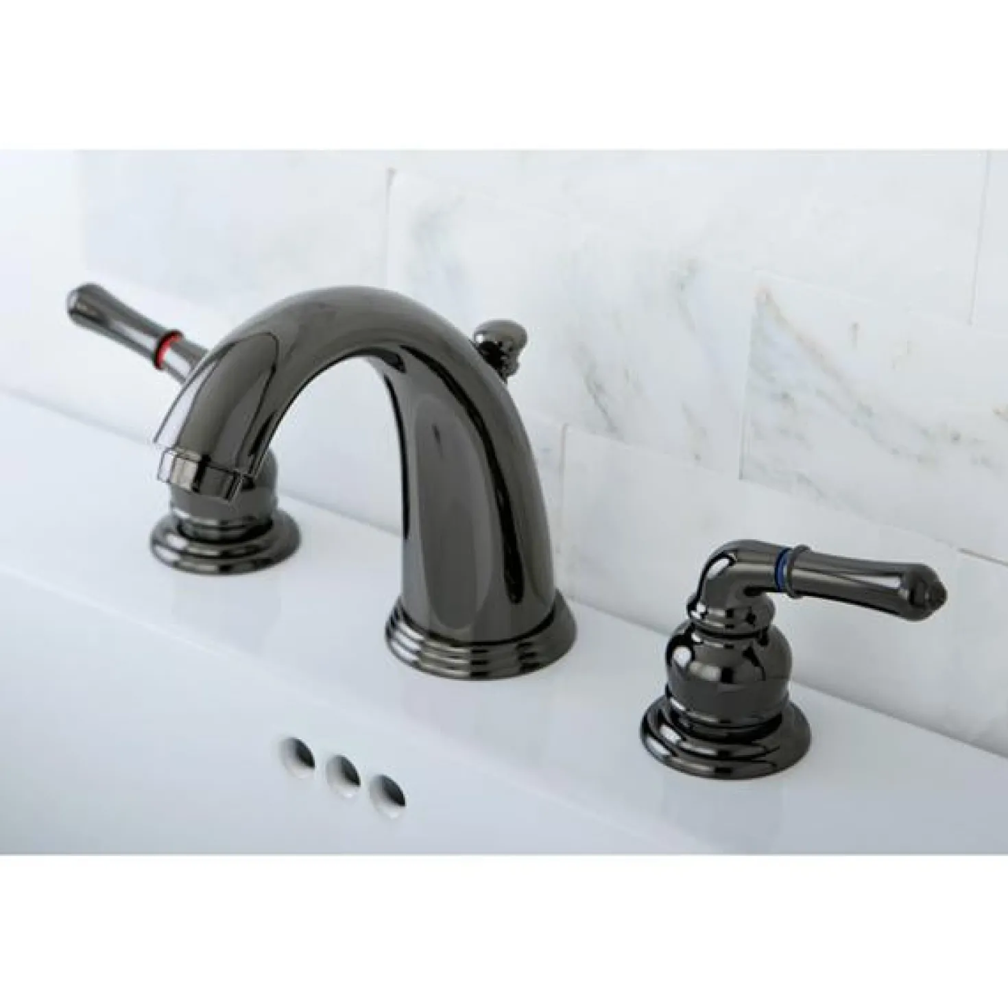 Kingston Brass NB980 Water Onyx Two Handle Widespread Lavatory Drain in Black Nickel