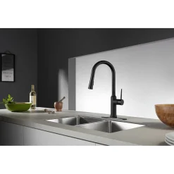 Kingston Brass New York Gourmetier Deck Mount Single-Handle Pull-Down Kitchen Faucet