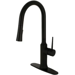 Kingston Brass New York Gourmetier Deck Mount Single-Handle Pull-Down Kitchen Faucet