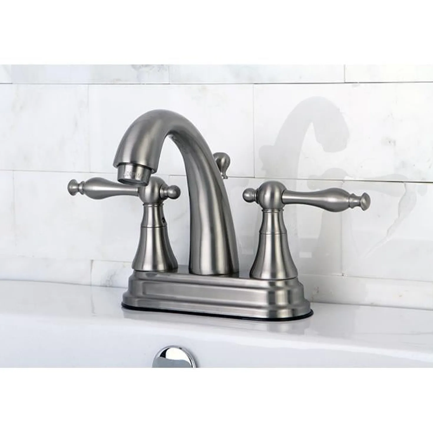 Kingston Brass Normandy Two Handle 4" Centerset Lavatory Faucet with Brass Pop-up